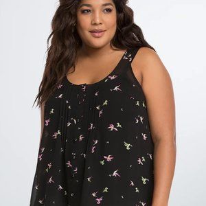 TORRID Hummingbird Print Tulip Back Sheer Tank  Size 1x
